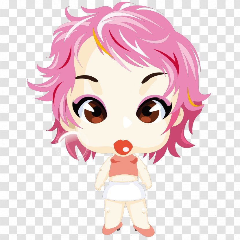 Cartoon Child Adobe Illustrator Illustration - Silhouette - Pink Hair Transparent PNG