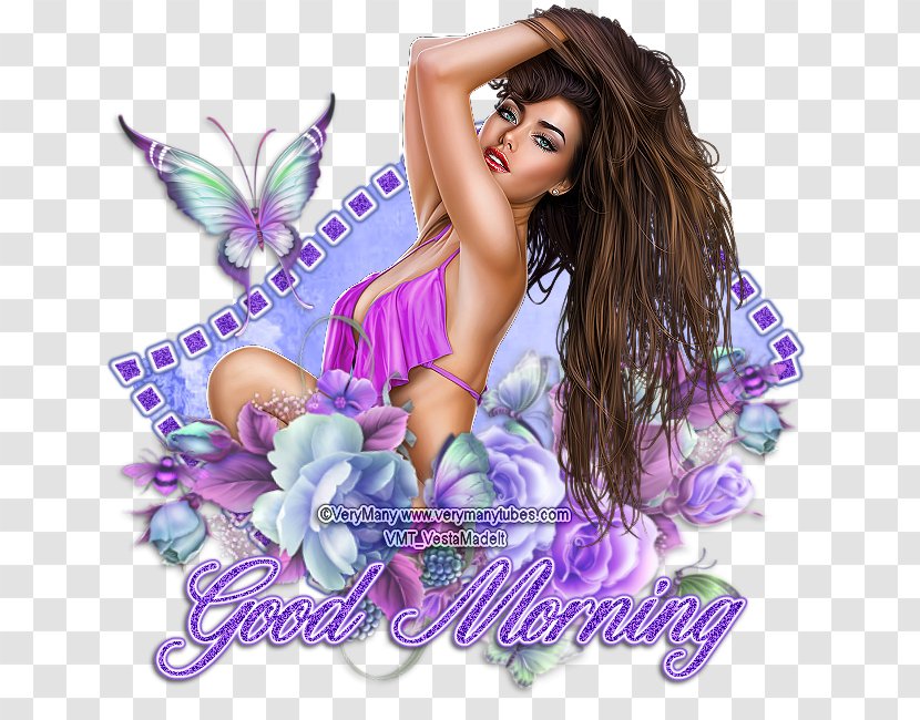 Lilac Purple Back Pain Black Hair Brown - Good Morning Transparent PNG