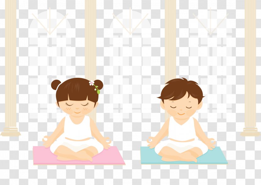 Yoga Sutras Of Patanjali Child - Watercolor - Two Cartoon Kids Transparent PNG