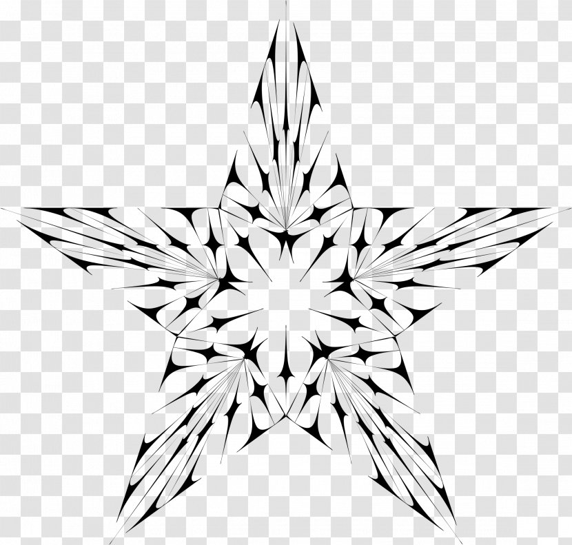 Black And White Line Art Clip - Symbol - 5 Star Transparent PNG