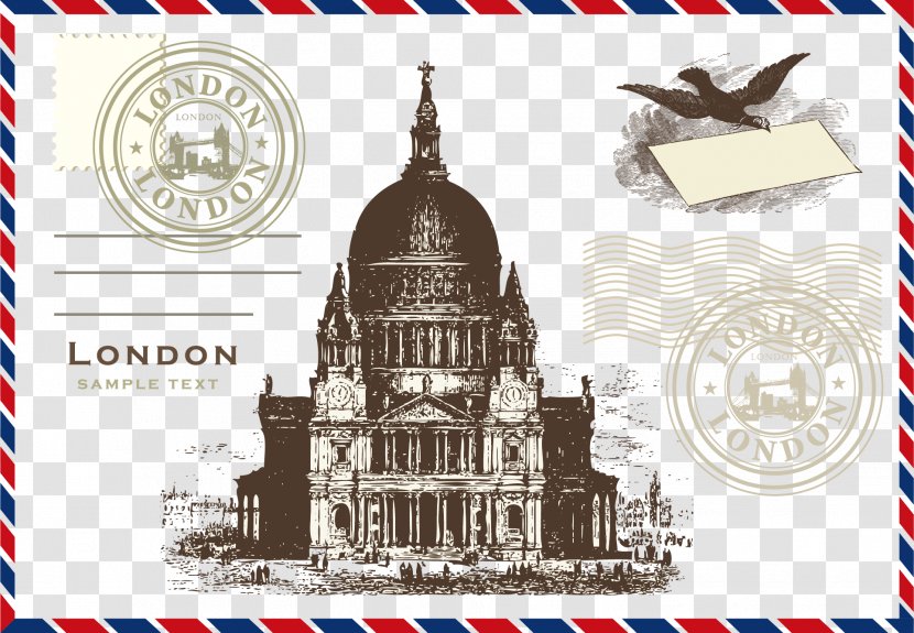 London Paris Paper Postage Stamp - Drawing - Envelope Transparent PNG