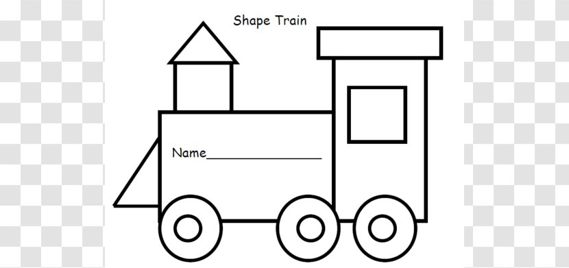 Train Rail Transport Shape Template Pre-school - Black And White - Outline Transparent PNG