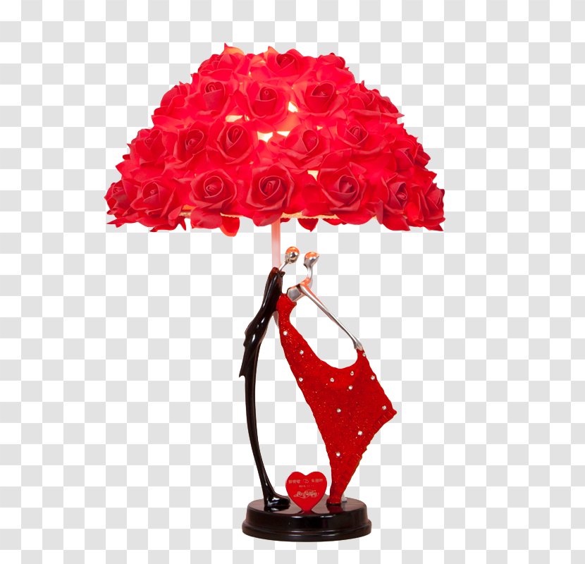 Table Light Fixture Garden Roses Lamp - Bride - And Groom Wedding Red Transparent PNG