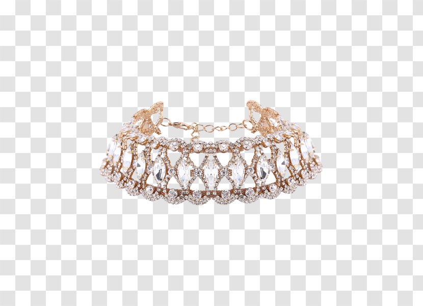 Choker Necklace Imitation Gemstones & Rhinestones Collar Bling-bling - Gold - Diamond Shape Bling Jewelry Transparent PNG