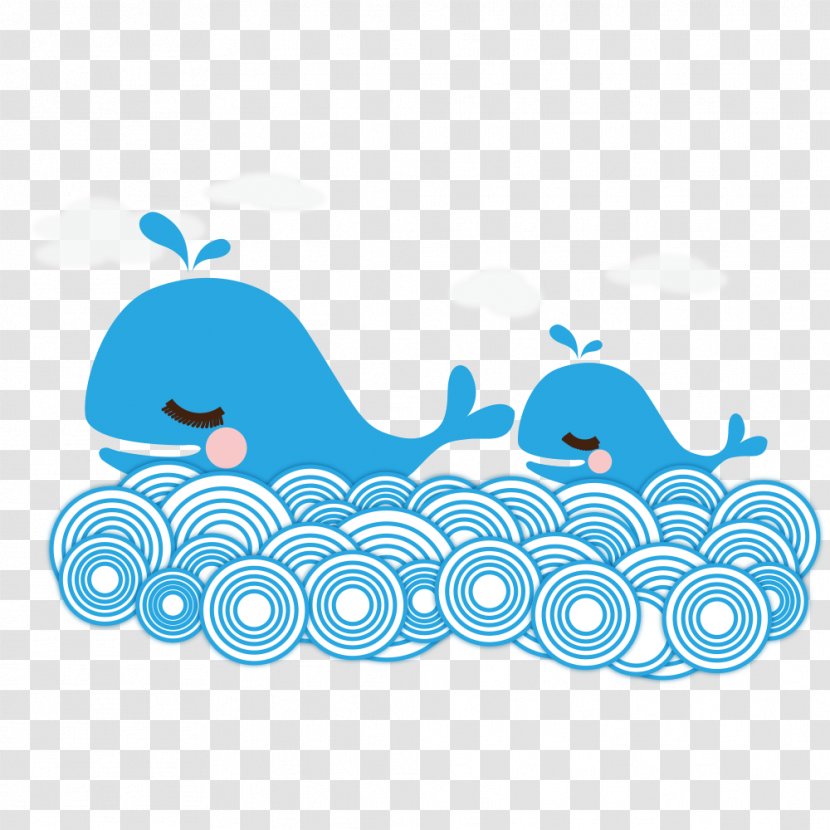 Cartoon Whale Illustration - Aqua - Vector Cute Transparent PNG