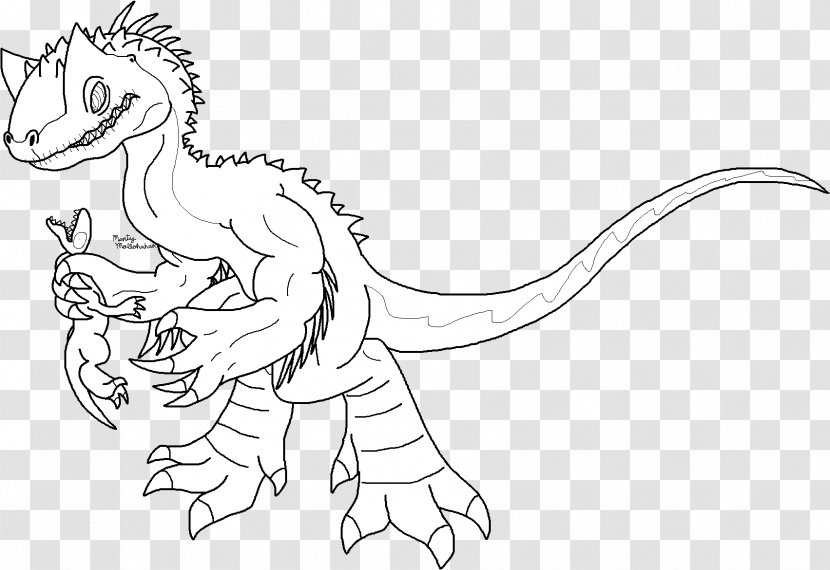 Line Art Indominus Rex Velociraptor Drawing - Cartoon - Jurassic Park Transparent PNG