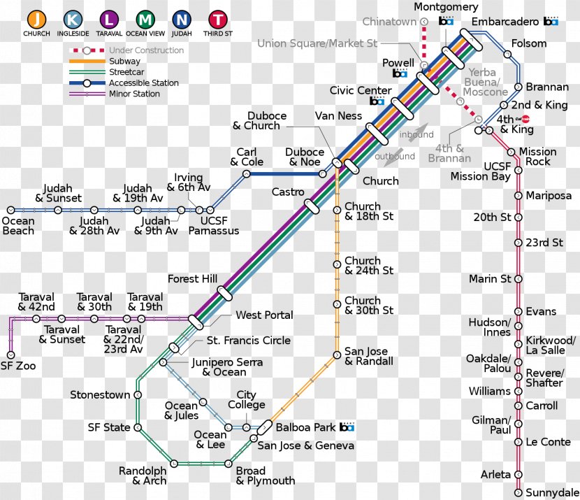 Trolley Rapid Transit San Francisco Central Subway Train - Map Transparent PNG