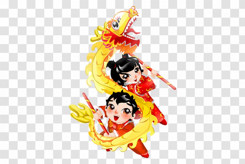 Dragon Dance Lion Chinese New Year Illustration - Fictional Character - Cartoon Transparent PNG