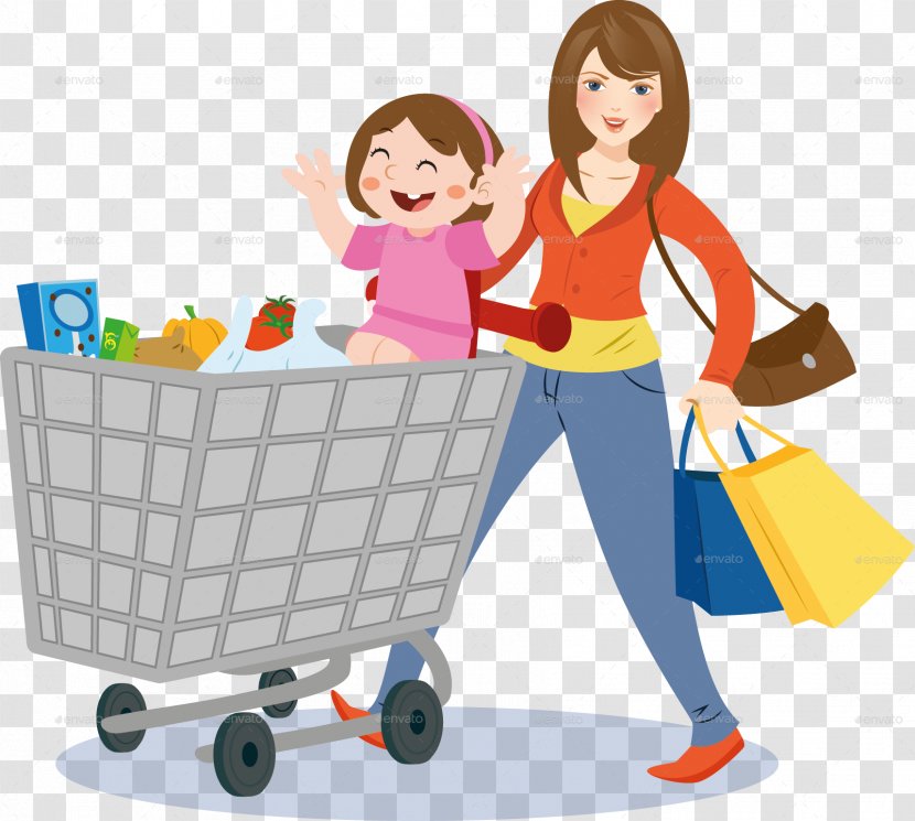 Shopping Cart Mother Grocery Store Clip Art - Service - Mom Transparent PNG