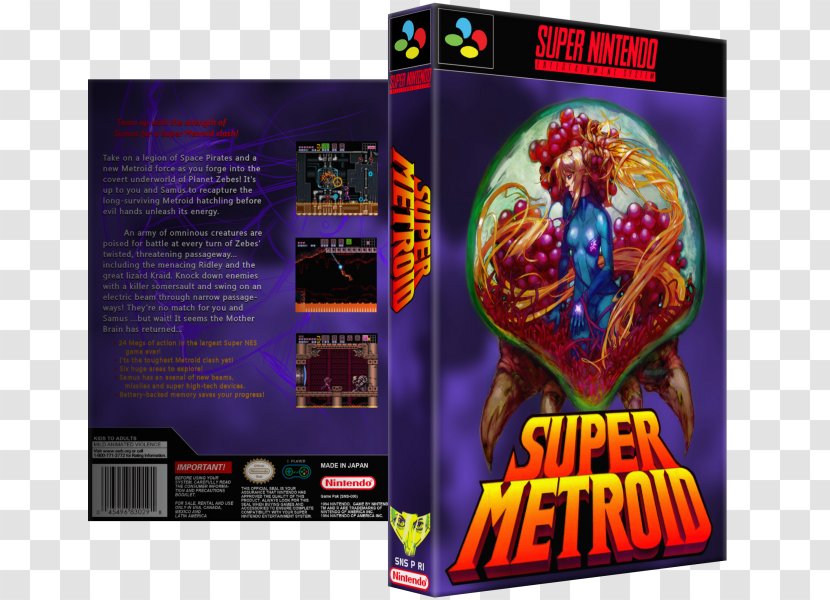 Super Metroid Nintendo Entertainment System Video Game VGBoxArt PC Transparent PNG