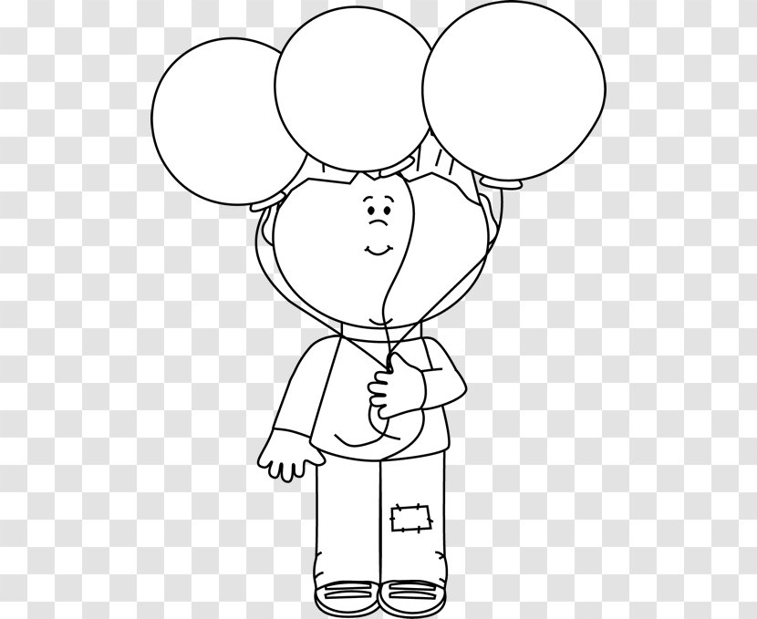 Balloon Boy Black White Clip Art - Heart - Little Cliparts Transparent PNG