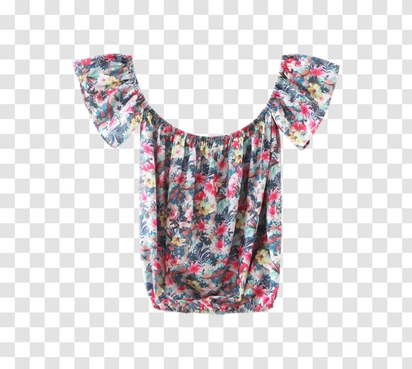 T-shirt Clothing Sleeve Blouse Shoulder - Tshirt -painted Floral Material Transparent PNG