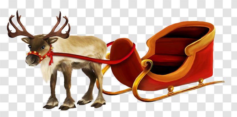 Santa Claus Sled Clip Art - Antler - Deer Transparent PNG