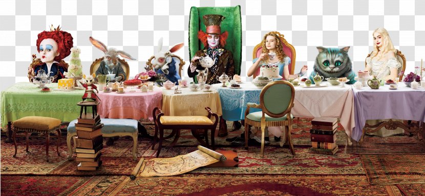 The Mad Hatter Alice's Adventures In Wonderland White Rabbit Alice - Tim Burton - Fairy Tale Scene Transparent PNG