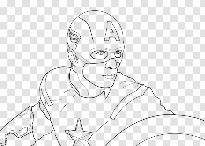 Captain America Line Art Drawing Cartoon Sketch - Silhouette - Draw Transparent PNG