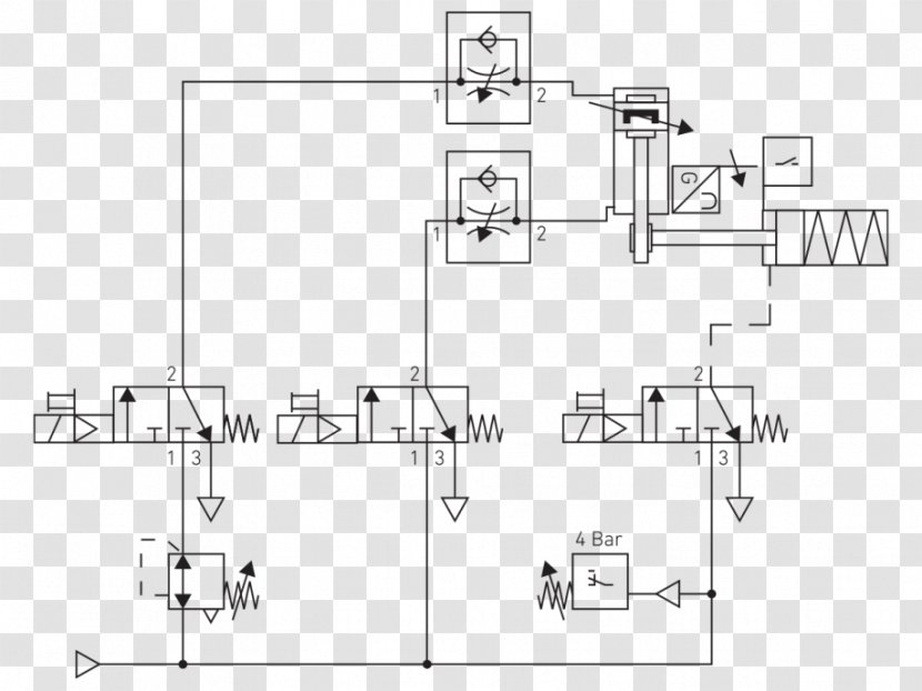 Schematic Circuit Diagram Wiring Pneumatic Electronic - Floor Plan - Design Transparent PNG