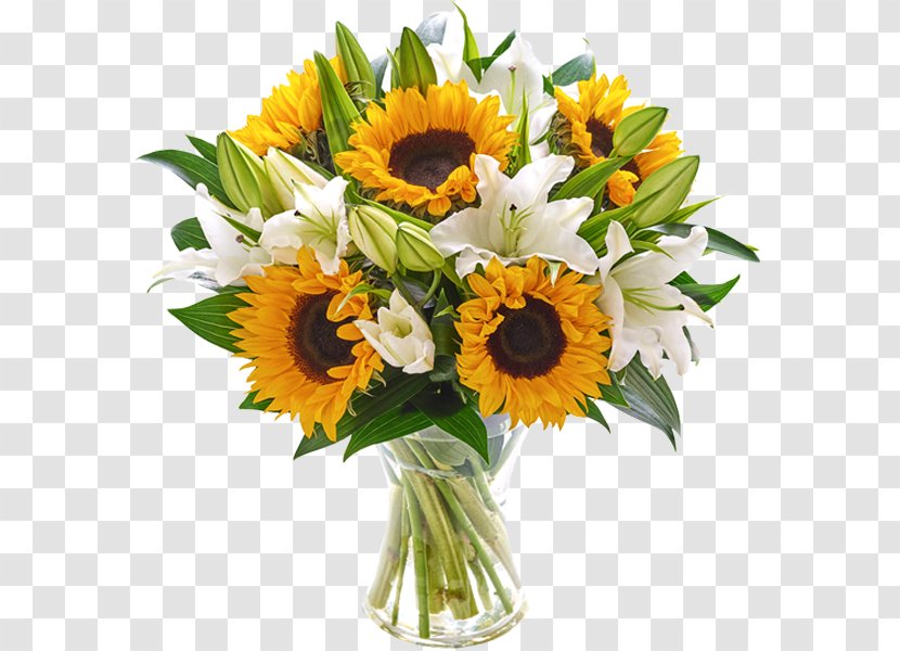 Common Sunflower Cut Flowers Flower Bouquet Lilium - Transvaal Daisy Transparent PNG