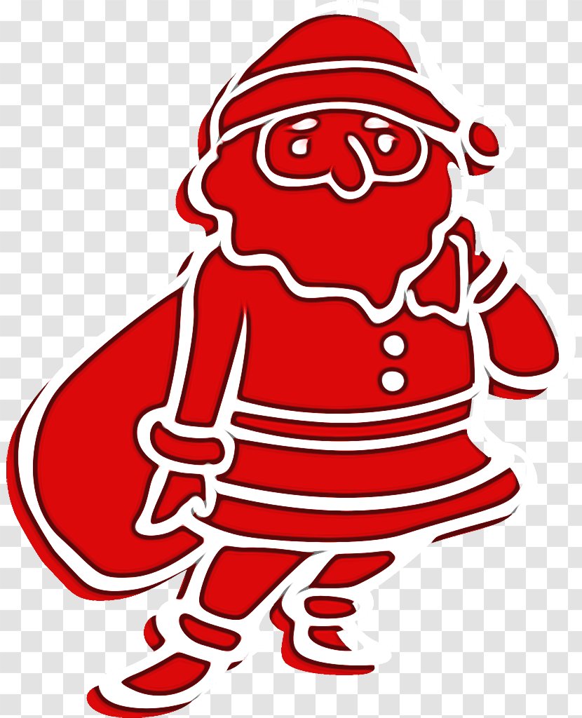 Santa Claus - Cartoon - Sticker Line Art Transparent PNG