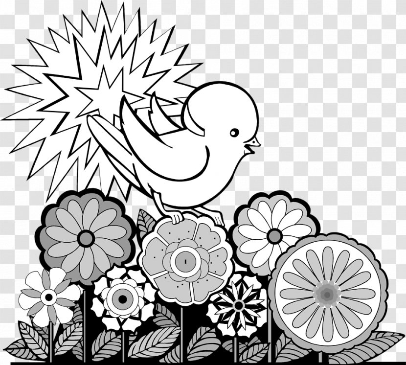 Floral Design Drawing /m/02csf Line Art Clip - Organism - Flowers And Birds Transparent PNG