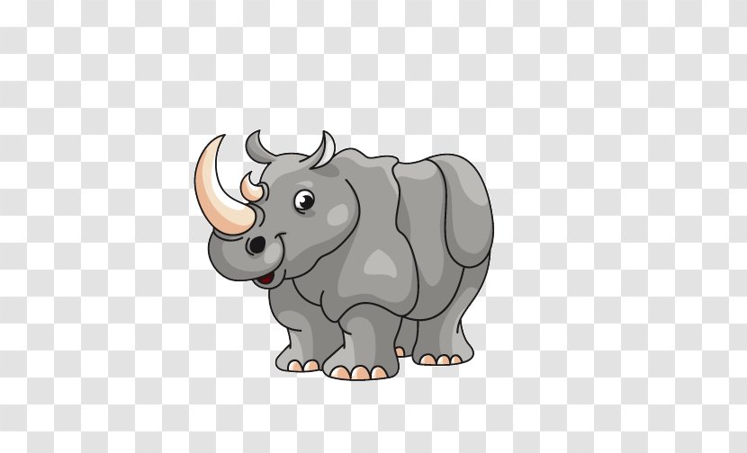 Rhinoceros Cartoon Illustration - Cattle Like Mammal - Rhino Transparent PNG