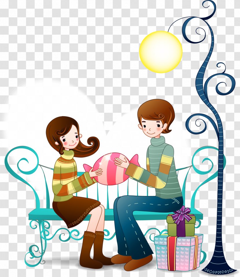 Cartoon Romance Drawing - Play - Give You The Best Gift Transparent PNG