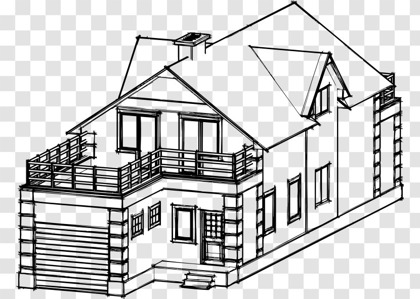 Line Art Home Architecture Drawing House - Building Transparent PNG