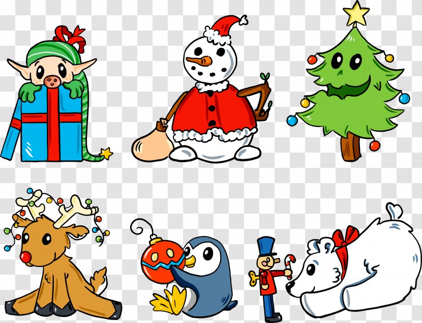 Christmas Tree Cartoon Snowman Clip Art - Holiday - Elk Transparent PNG