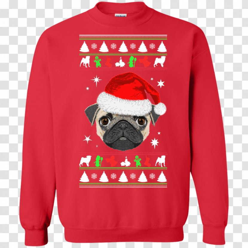 Pug T-shirt Hoodie Christmas Jumper Sweater - Carnivoran Transparent PNG