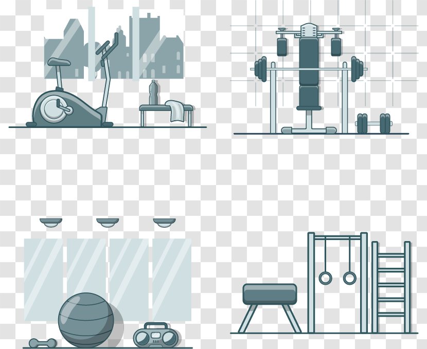 Fitness Centre Interior Design Services Bodybuilding Illustration - Vector Equipment Supplies Creative Ornaments Transparent PNG