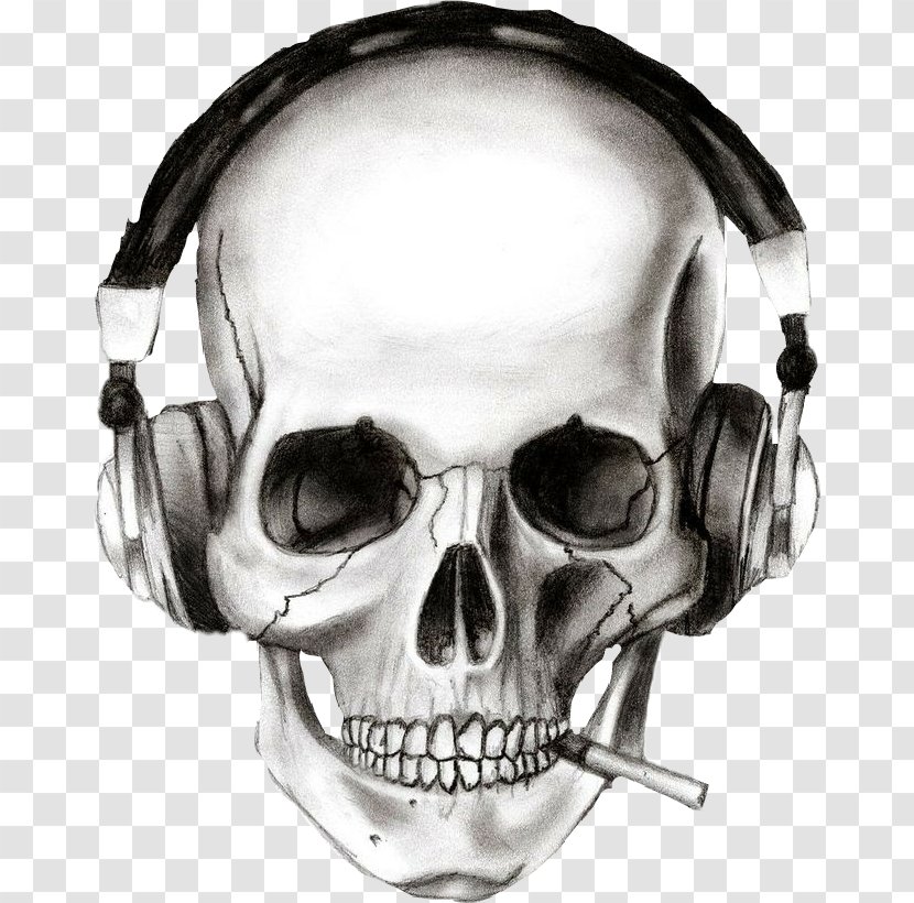 Drawing Headphones Skull Desktop Wallpaper - Silhouette Transparent PNG