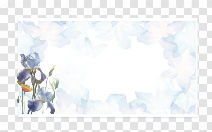 Text Blue Cartoon Sky Illustration - Hand-painted Flowers Transparent PNG