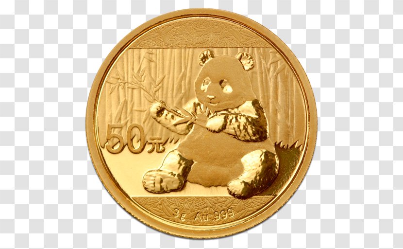Gold Coin Giant Panda - Tree - Chinese Coins Transparent PNG