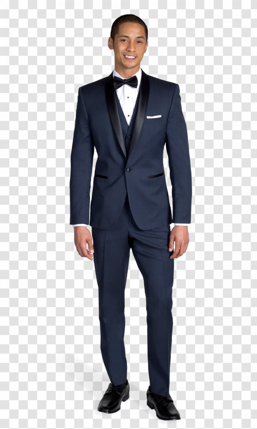 Tuxedo Lapel Suit Navy Blue - Satin - Black Man Transparent PNG