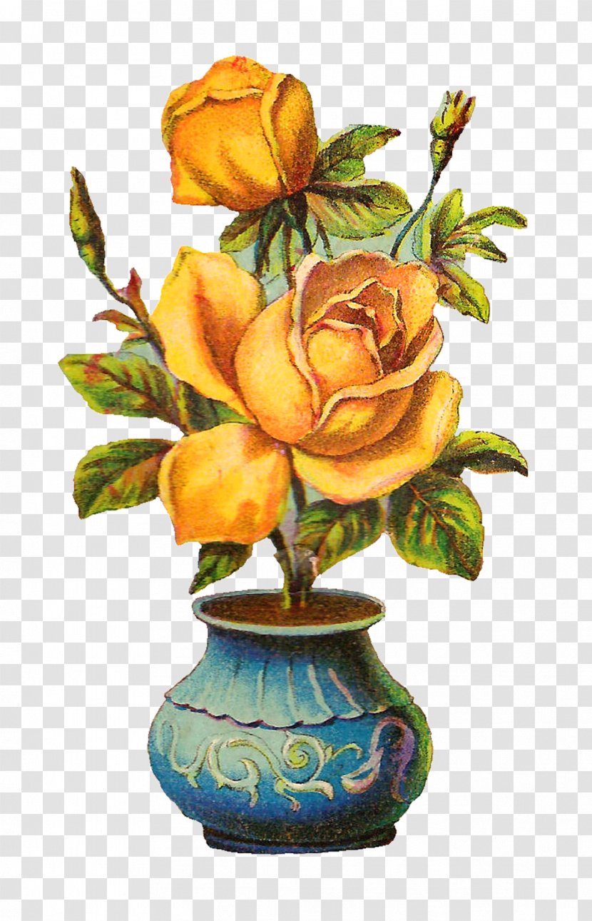 Flowerpot Vase Rose Plant - Floral Design - Flower Pot Transparent PNG