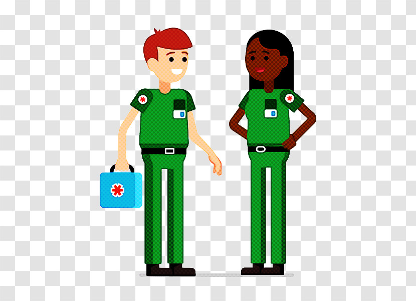 Cartoon Green Standing Uniform Gesture Transparent PNG