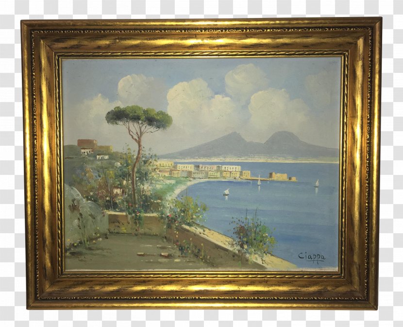 Harbour At Sunset Oil Painting Still Life - Watercolor Frame Transparent PNG