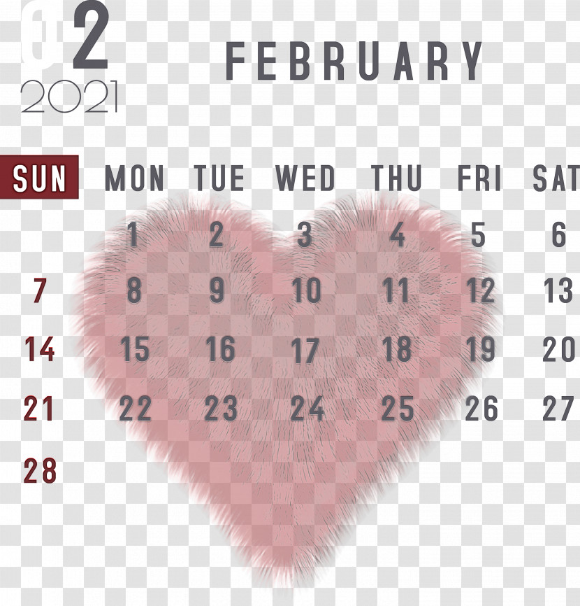 February 2021 Printable Calendar February Calendar 2021 Calendar Transparent PNG