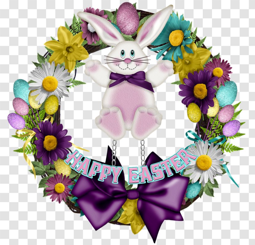 Easter Bunny Wreath Clip Art - Leaping Transparent PNG