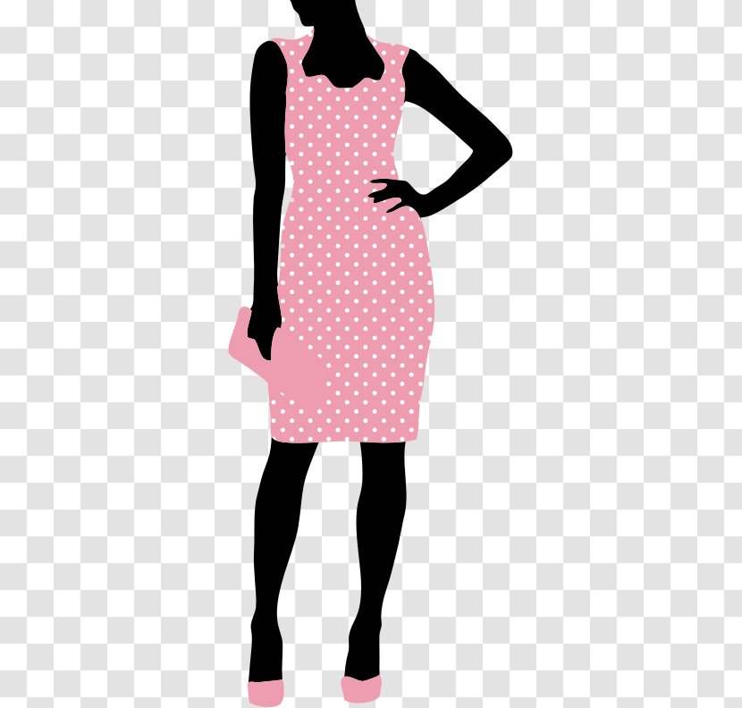 Dress Polka Dot Woman Fashion Clip Art - Heart - Pink Dots Transparent PNG