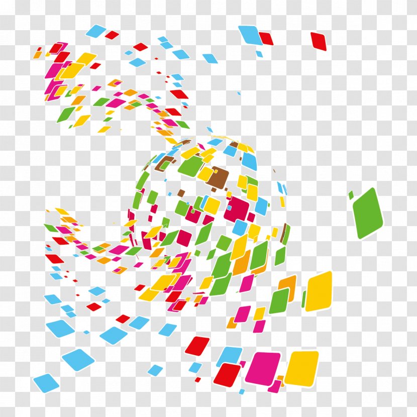 Mosaic Illustration - Point - Colored Squares And Earth Transparent PNG
