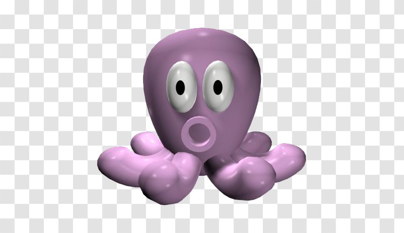Octopus 3D Computer Graphics Cartoon - Balloon - Purple Goose Surprised Transparent PNG