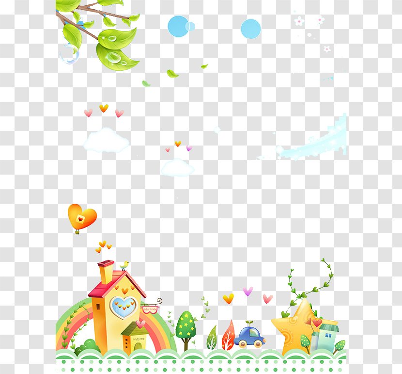 Cartoon Poster - Fresh Green Background Cabin Transparent PNG