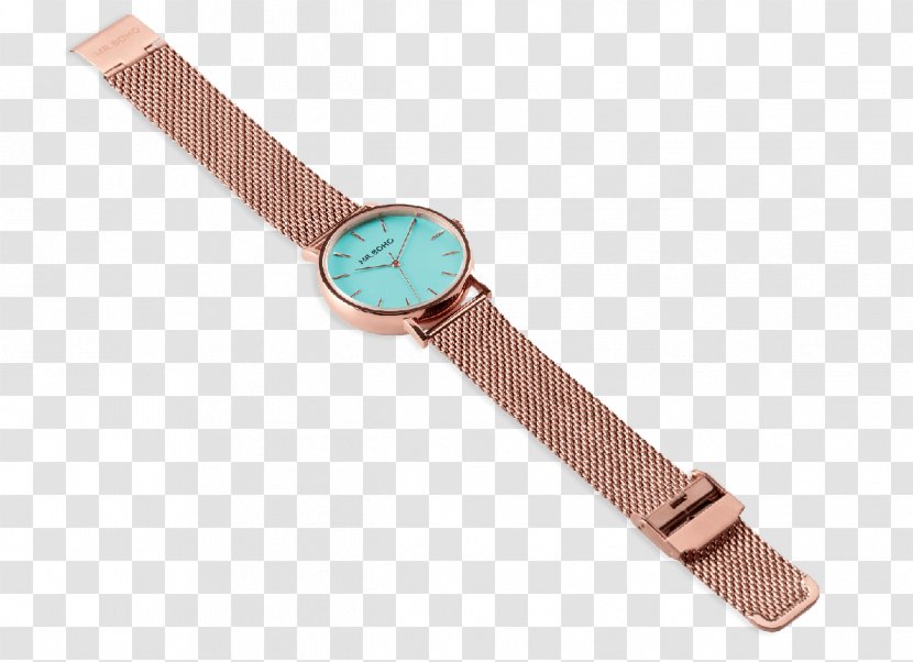 Turquoise Color Watch Aqua Blue Metallic - Strap - Copper Transparent PNG