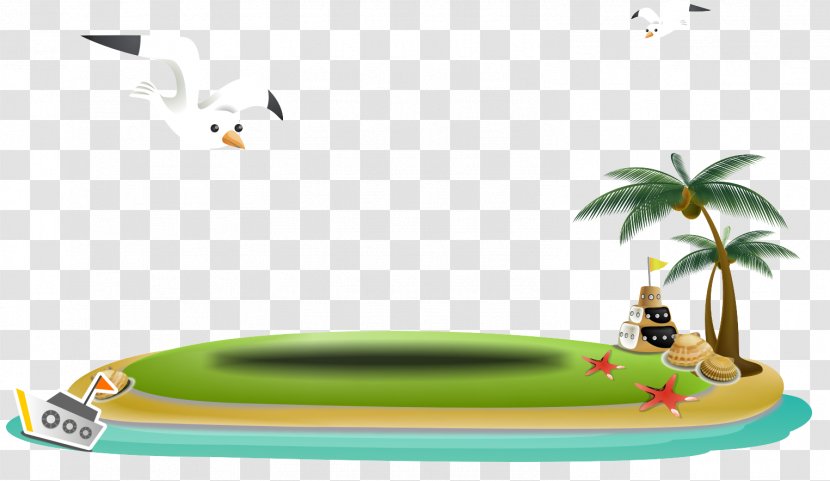 Poster - Green - Vector Cartoon Island Scenery Transparent PNG