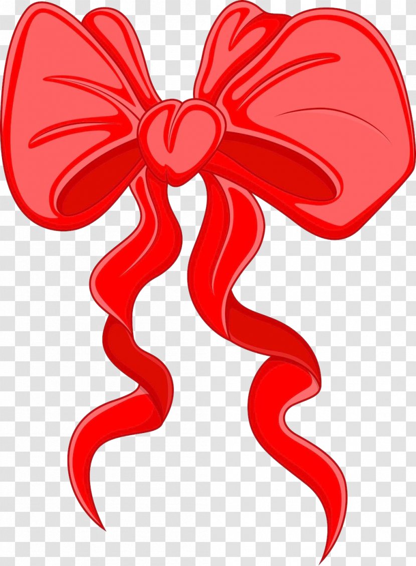 Ribbon Drawing Cartoon Christmas Clip Art - Red Bow Transparent PNG