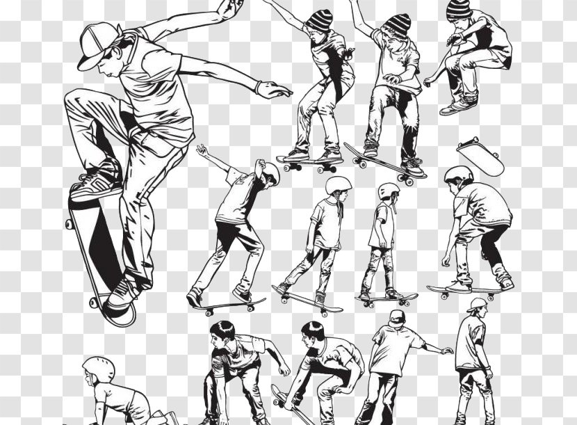Skateboarding Drawing Illustration - Frame - Skateboard Boy Transparent PNG