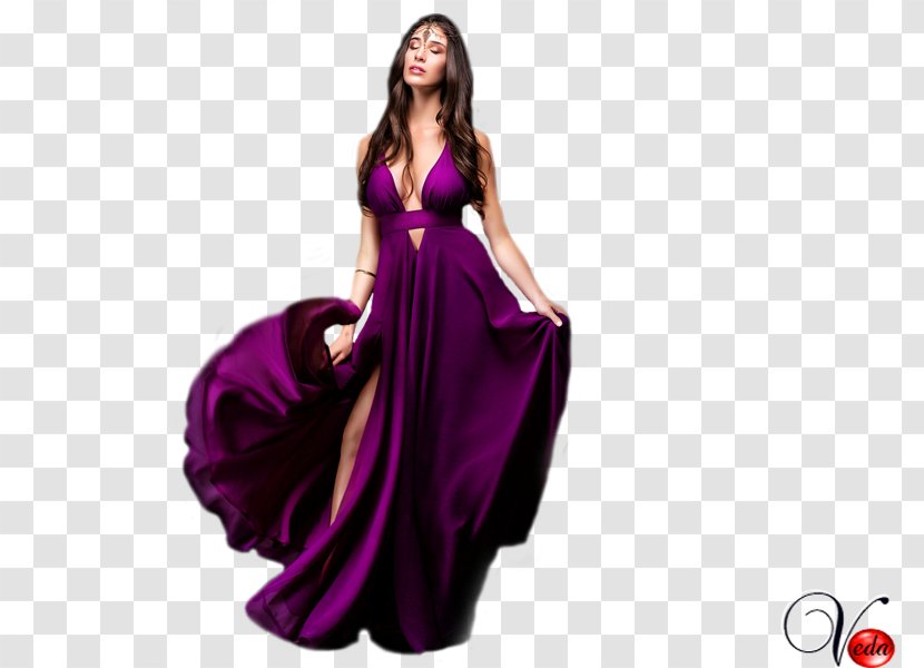 Gown Shoulder Purple Fashion Velvet Transparent PNG