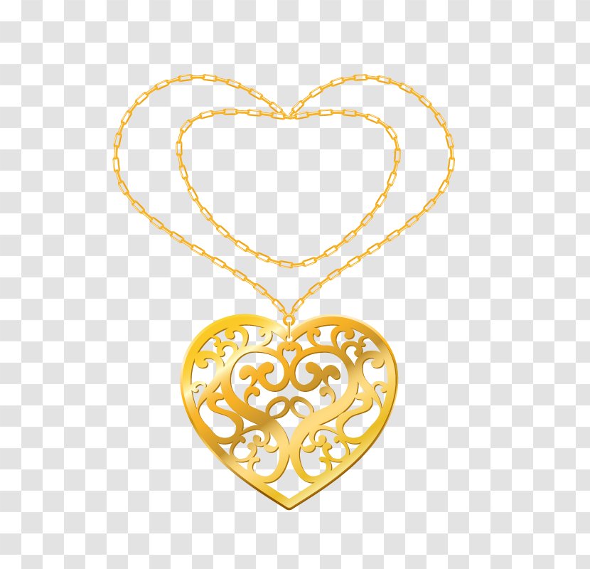 Earring Golden Heart Necklace Jewellery Clip Art - Pendant - Gold Jewelry Transparent PNG