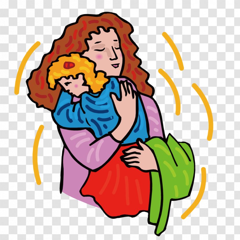 Child Cartoon Illustration - Fictional Character - Mother Holding A Transparent PNG