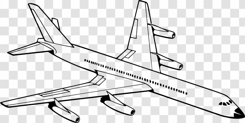 Airplane Drawing Black And White Clip Art - Narrow Body Aircraft - Vintage Transparent PNG